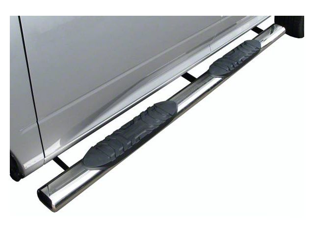 5-Inch Straight Oval Side Step Bars; Stainless Steel (09-18 RAM 1500 Quad Cab)