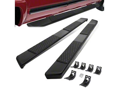 5-Inch Wide Flat Running Boards; Black (09-18 RAM 1500 Crew Cab)