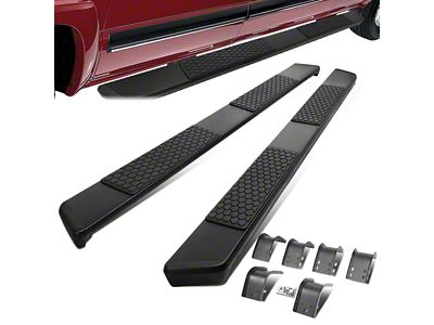 5-Inch Wide Flat Running Boards; Black (09-18 RAM 1500 Quad Cab)