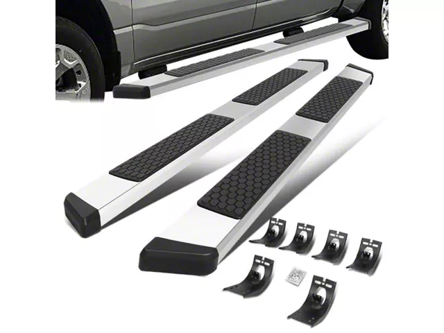 5-Inch Wide Flat Running Boards; Stainless Steel (09-18 RAM 1500 Crew Cab)