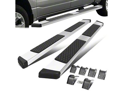 5-Inch Wide Flat Running Boards; Stainless Steel (09-18 RAM 1500 Crew Cab)