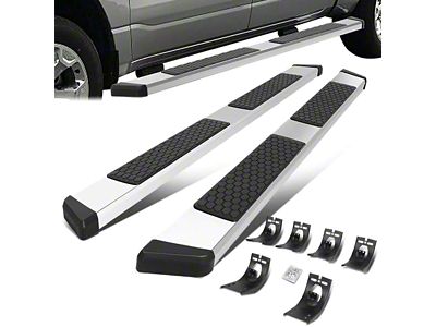 5-Inch Wide Flat Running Boards; Stainless Steel (09-18 RAM 1500 Quad Cab)