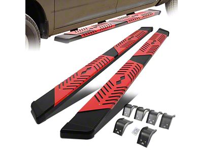 5.50-Inch Wide Flat Running Boards; Black and Red (09-18 RAM 1500 Quad Cab)