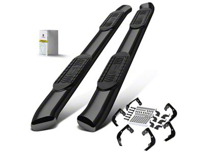 6-Inch Oval Bent Side Step Bars; Black (09-18 RAM 1500 Crew Cab)