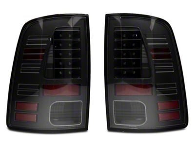 LED Tail Lights; All Black Housing; Clear Lens (13-18 RAM 1500 w/ Factory LED Tail Lights)
