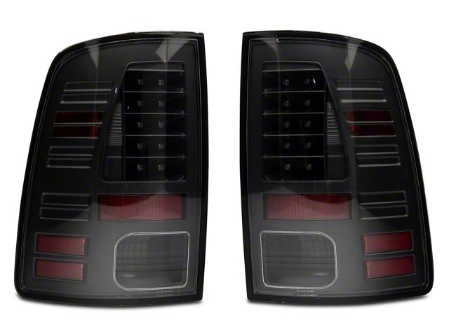 LED Tail Lights; All Black Housing; Clear Lens (13-18 RAM 1500 w/ Factory LED Tail Lights)
