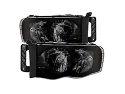 Amber Crystal Headlights; Black Housing; Smoked Lens (02-05 RAM 1500)