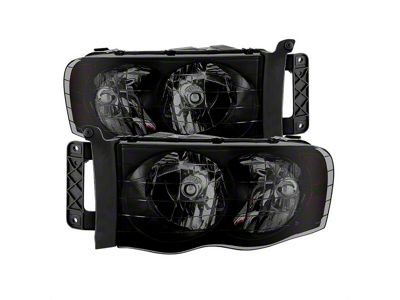 Amber Crystal Headlights; Black Housing; Smoked Lens (02-05 RAM 1500)