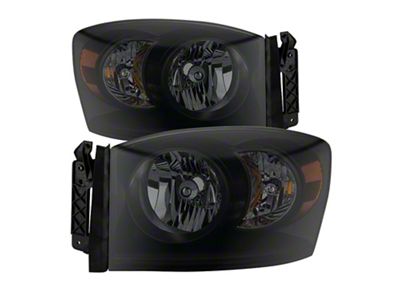 Amber Crystal Headlights; Black Housing; Smoked Lens (06-08 RAM 1500)