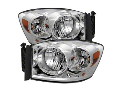 Amber Crystal Headlights; Chrome Housing; Clear Lens (06-08 RAM 1500)