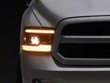 Amber LED Bar Switchback Sequential Projector Headlights; Matte Black Housing; Clear Lens (09-18 RAM 1500 w/ Factory Halogen Headlights)