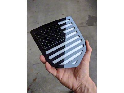 American Flag Tailgate Badge; Black on White (09-18 RAM 1500)