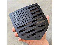 American Flag Tailgate Badge; Matte Black on Gloss Black (09-18 RAM 1500)