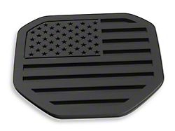 American Flag Tailgate Badge; Matte Black on Gloss Black (19-25 RAM 1500)