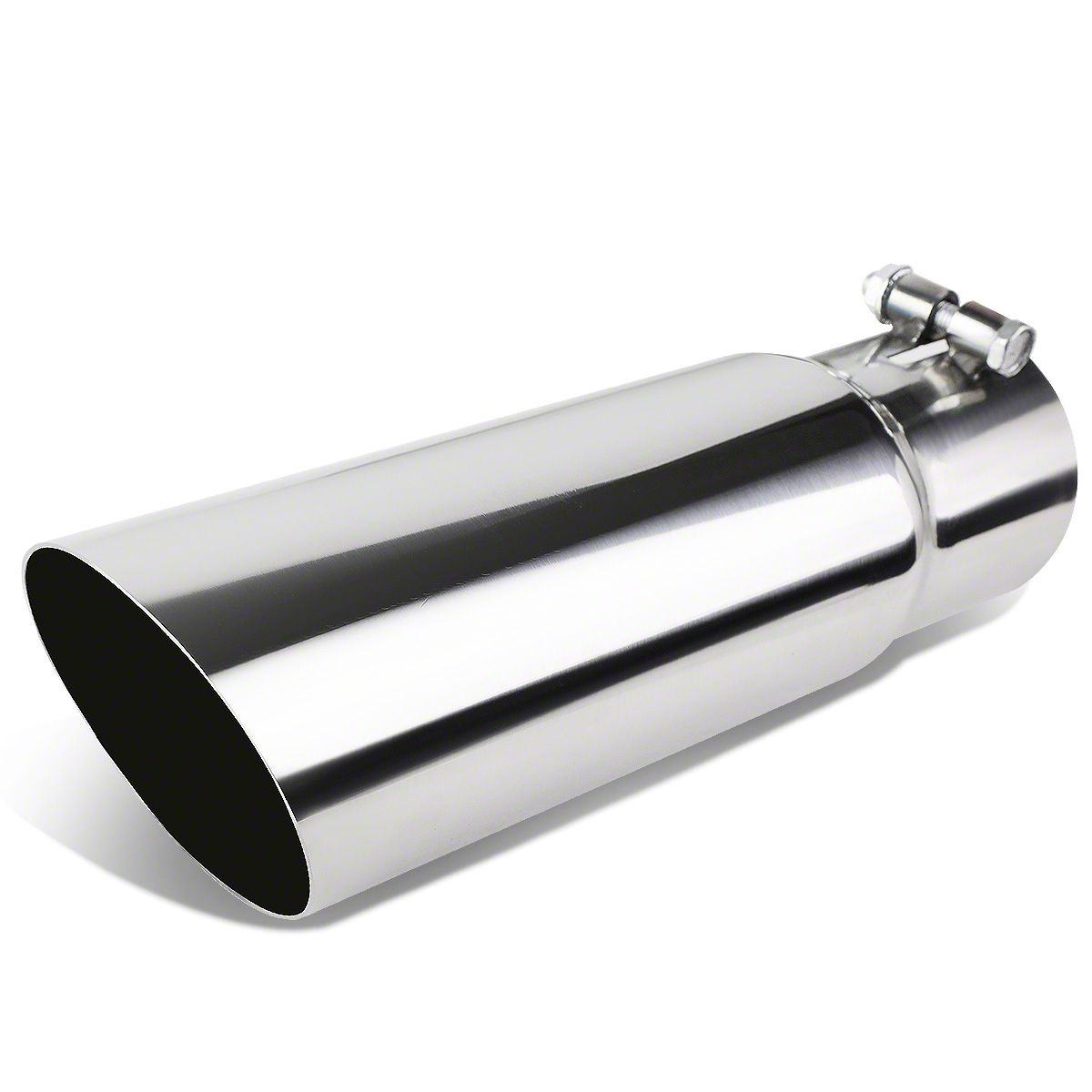 RAM 1500 Angled Cut Round Exhaust Tip; 3.50-Inch; Polished (Fits 3-Inch ...