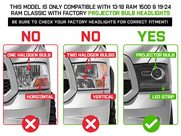 RAM 1500 APEX Series High-Power LED Module Headlights; Black