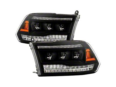 APEX Series Version 2 High-Power LED Module Headlights; Black Housing; Clear Lens (09-18 RAM 1500 w/ Factory Halogen Headlights)