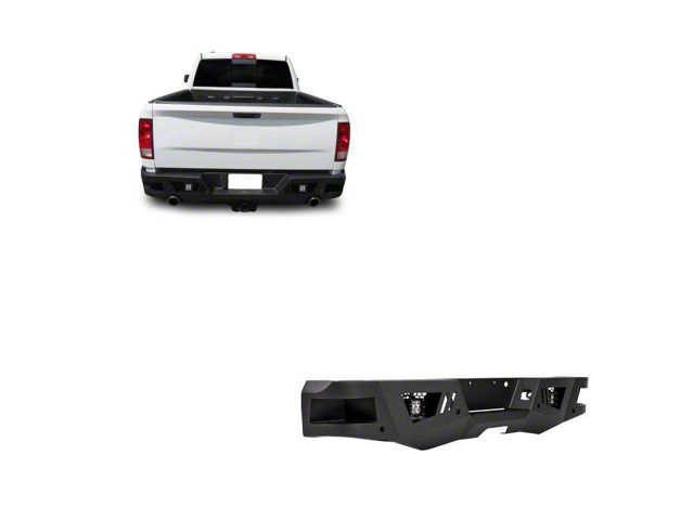 Armour Heavy Duty Rear Bumper with 4-Inch Cube Lights (09-18 RAM 1500, Excluding Rebel)