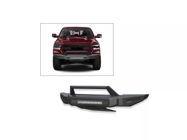 Armour II Heavy Duty Front Bumper with 20-Inch LED Light Bar and Two Sets of 4-Inch Cube Lights (19-24 RAM 1500, Excluding EcoDiesel, Rebel & TRX)