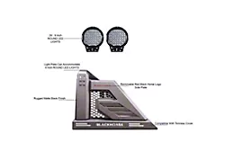 Armour II Roll Bar with 9-Inch Black Round Flood LED Lights; Black (15-25 RAM 1500)