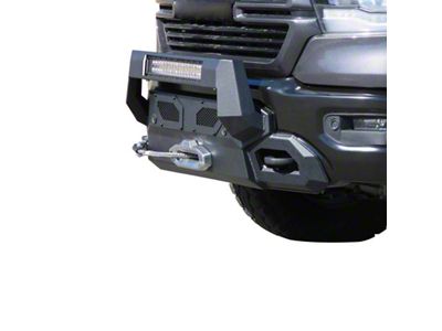 Armour III Heavy Duty Winch Front Bumper with 20-Inch LED Light Bar and 12K Synthetic Rope Winch (19-24 RAM 1500, Excluding Rebel & TRX)