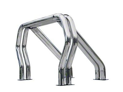 Go Rhino Double Bar/Double Kicker Bed Bar; Chrome (09-18 RAM 1500 w/ 8-Foot Box)