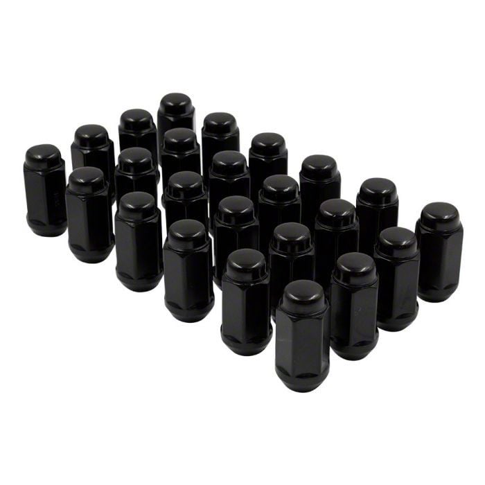 RAM 1500 Black Bulge Acorn Lug Nut Kit; 14mm x 1.5; Set of 24 (1924 RAM 1500) Free Shipping