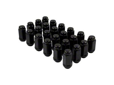 Black Bulge Acorn Lug Nut Kit; 14mm x 1.5; Set of 24 (19-25 RAM 1500)