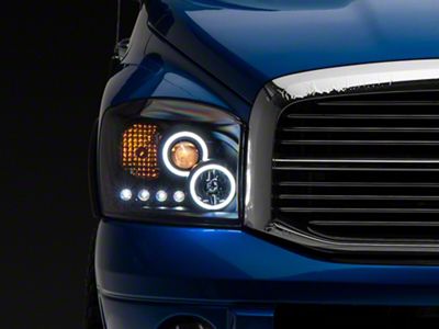 Raxiom CCFL Halo Projector Headlights; Black Housing; Clear Lens (06-08 RAM 1500)