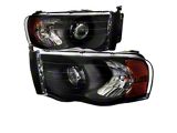 Projector Headlights; Matte Black Housing; Clear Lens (02-05 RAM 1500)