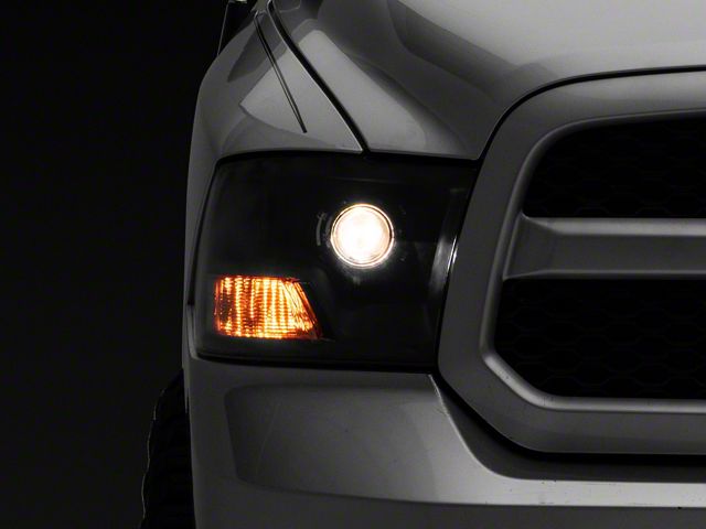 Projector Headlights; Matte Black Housing; Clear Lens (09-18 RAM 1500 w/ Factory Halogen Non-Projector Headlights)