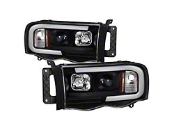 Light Bar Projector Headlights; Black Housing; Clear Lens (02-05 RAM 1500)