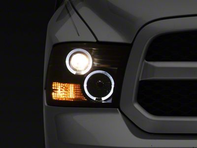 LED Halo Projector Headlights; Black Housing; Smoked Lens (09-18 RAM 1500 w/ Factory Halogen Non-Projector Headlights)