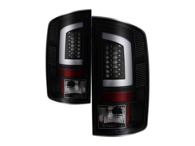 Version 3 Light Bar LED Tail Lights; Black Housing; Smoked Lens (02-06 RAM 1500)