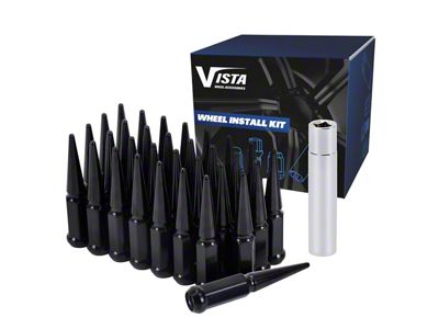 Black Spike Lug Nuts; M14x1.5; Set of 32 (12-25 RAM 1500)