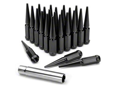 Black Spiked Lug Nuts; M14x1.5; Set of 24 (19-25 RAM 1500)
