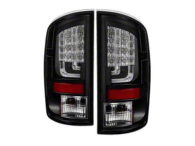 Version 2 LED Tail Lights; Black Housing; Clear Lens (02-06 RAM 1500)