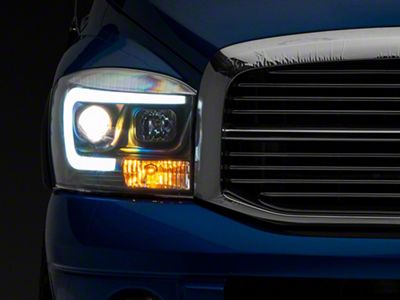 Version 2 Light Bar DRL Projector Headlights; Black Housing; Clear Lens (06-08 RAM 1500)