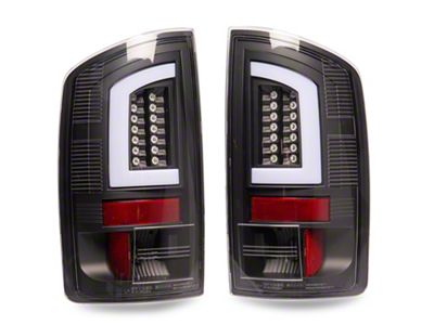 Version 3 Light Bar LED Tail Lights; Black Housing; Clear Lens (02-06 RAM 1500)