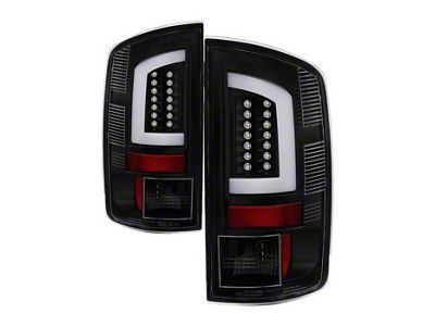 Version 3 Light Bar LED Tail Lights; Black Housing; Clear Lens (07-08 RAM 1500)