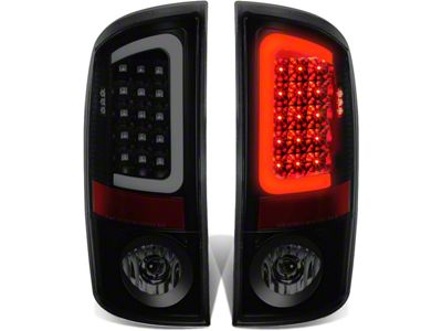 C-Bar LED Tail Lights; Black Housing; Smoked Lens (07-08 RAM 1500)