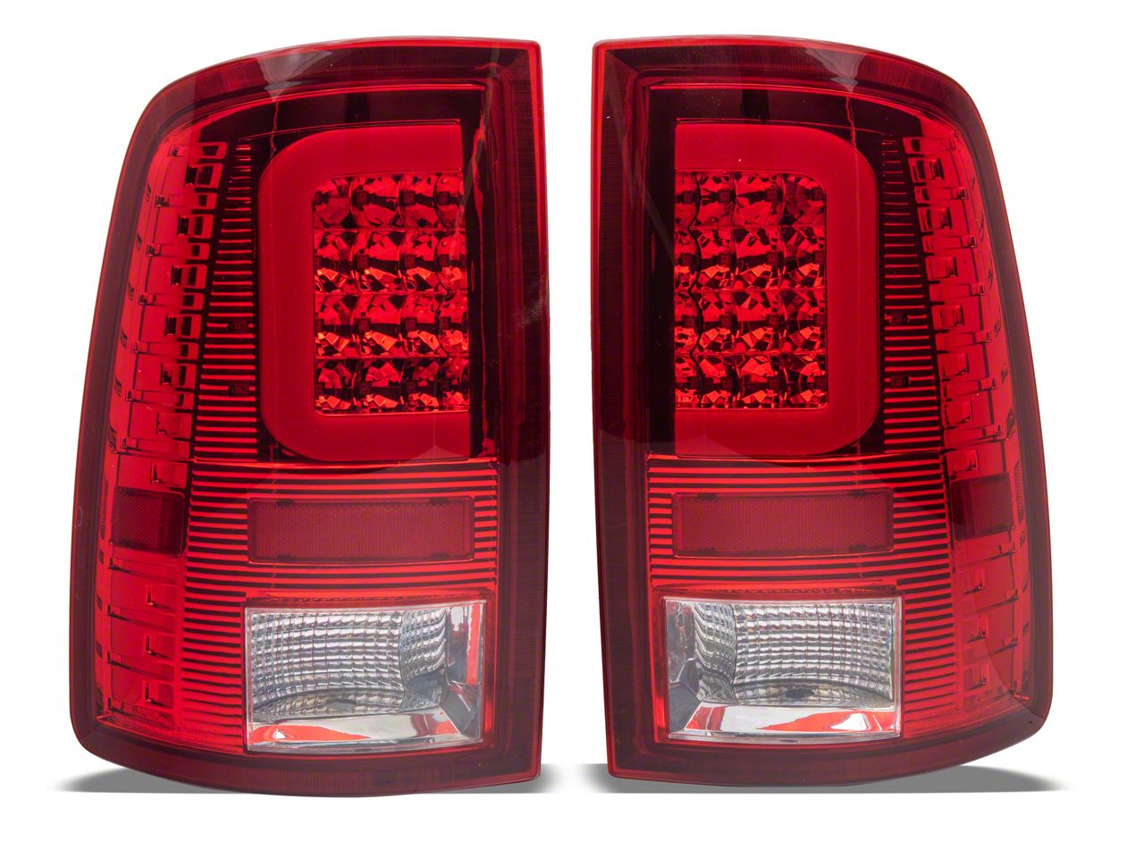 Ram Rampage Rear Lights RAM 1500 C-Bar LED Tail Lights; Chrome Housing; Red Lens (09-18 RAM ...