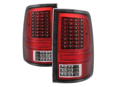 C-Shape LED Tail Lights; Chrome Housing; Red/Clear Lens (09-18 RAM 1500 w/ Factory Halogen Tail Lights)
