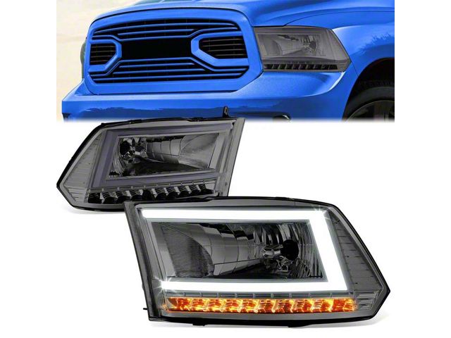 Clear LED Tube Headlights For 2006-2009 Dodge Ram 1500/2500/3500 - Direct Fit