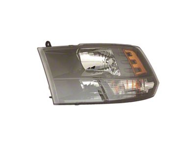 CAPA Replacement Halogen Headlight; Black Housing; Clear Lens; Driver Side (13-18 RAM 1500 w/ Factory Halogen Headlights)