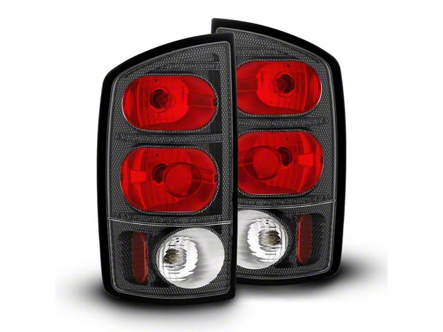 Raxiom Axial Series Tail Lights; Carbon Fiber Housing; Red/Clear Lens (02-05 RAM 1500)