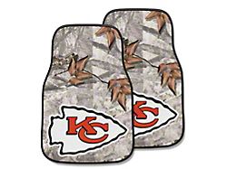 Carpet Front Floor Mats with Kansas City Chiefs Logo; Camo (Universal; Some Adaptation May Be Required)