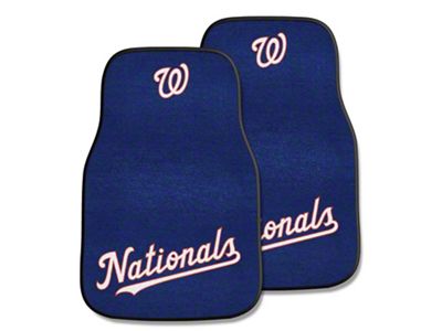Carpet Front Floor Mats with Washington Nationals Logo; Navy (Universal; Some Adaptation May Be Required)