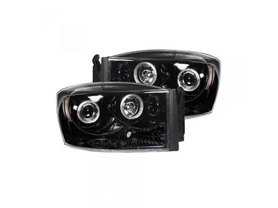 CCFL Halo Projector Headlights; Black Housing; Smoked Lens (06-08 RAM 1500)