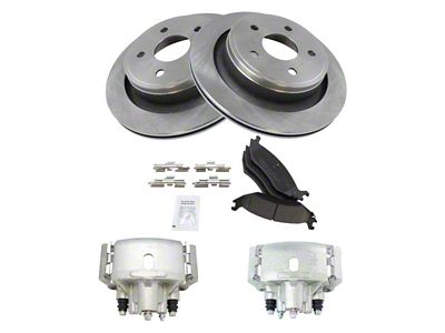 Ceramic 5-Lug Brake Rotor, Pad and Caliper Kit; Rear (02-18 RAM 1500, Excluding SRT-10 & Mega Cab)